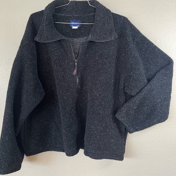 Vintage Catalina Fleece Zip Up Jacket Mens Size L/XL Black with white speckling - Picture 3 of 11